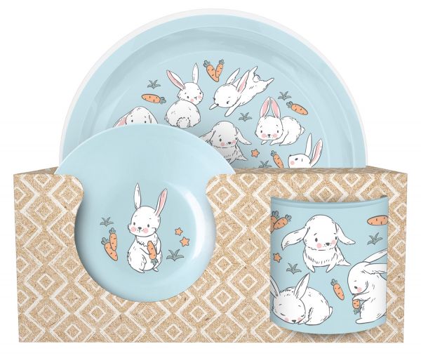 Dinnerware set: plate D 215mm, bowl D 130mm with decor, mug 280ml (light blue) 221152014/02